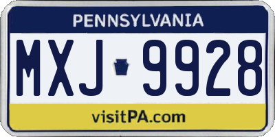 PA license plate MXJ9928