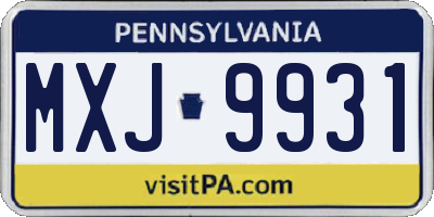 PA license plate MXJ9931
