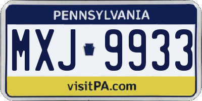 PA license plate MXJ9933