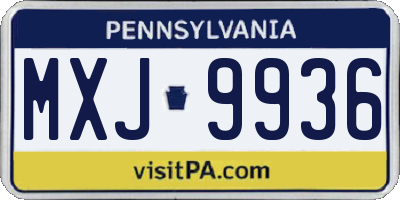PA license plate MXJ9936