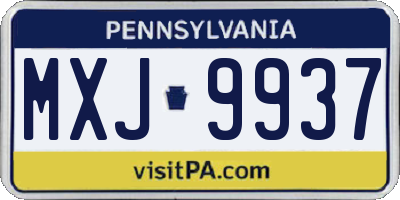PA license plate MXJ9937