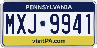 PA license plate MXJ9941