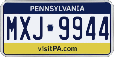PA license plate MXJ9944