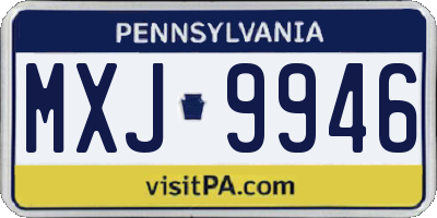 PA license plate MXJ9946
