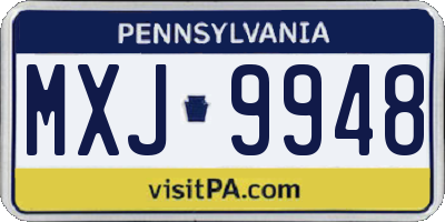 PA license plate MXJ9948