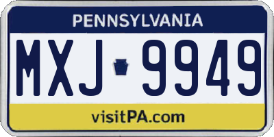 PA license plate MXJ9949