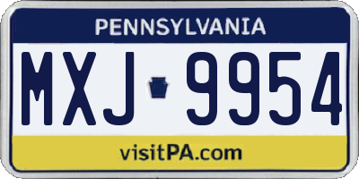 PA license plate MXJ9954