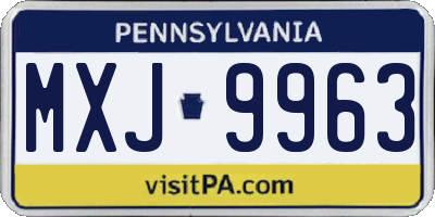 PA license plate MXJ9963