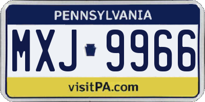 PA license plate MXJ9966