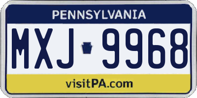 PA license plate MXJ9968