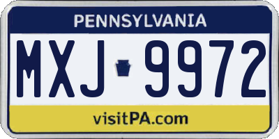 PA license plate MXJ9972
