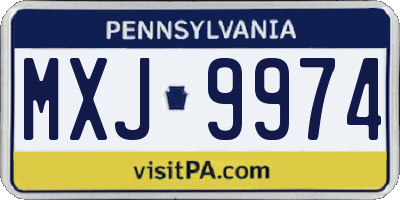 PA license plate MXJ9974