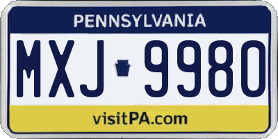 PA license plate MXJ9980