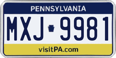 PA license plate MXJ9981