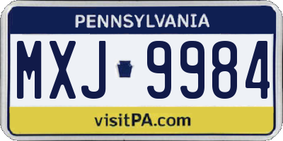 PA license plate MXJ9984