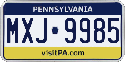 PA license plate MXJ9985