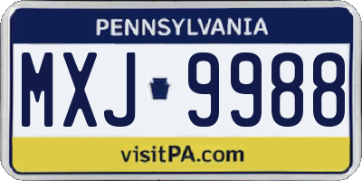 PA license plate MXJ9988