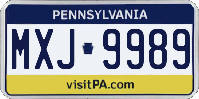 PA license plate MXJ9989