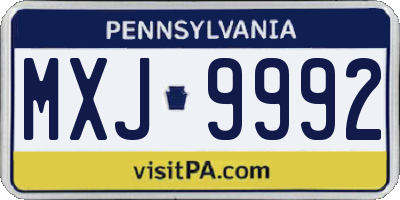 PA license plate MXJ9992