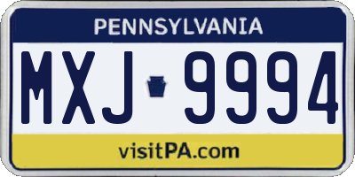 PA license plate MXJ9994
