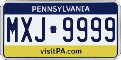 PA license plate MXJ9999