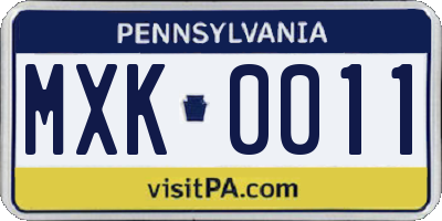 PA license plate MXK0011