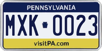 PA license plate MXK0023