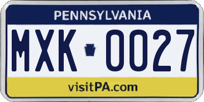 PA license plate MXK0027