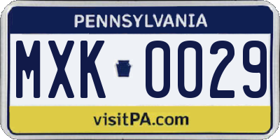 PA license plate MXK0029