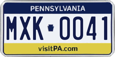 PA license plate MXK0041