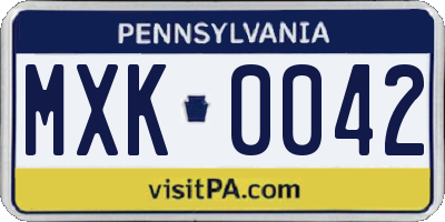 PA license plate MXK0042