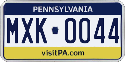 PA license plate MXK0044