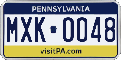 PA license plate MXK0048