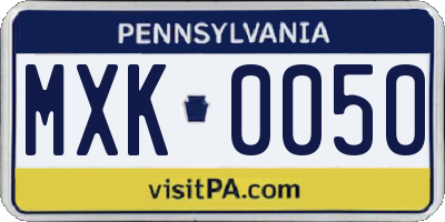 PA license plate MXK0050