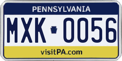 PA license plate MXK0056