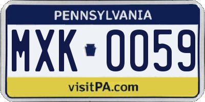 PA license plate MXK0059