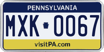 PA license plate MXK0067