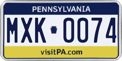 PA license plate MXK0074