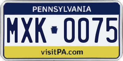 PA license plate MXK0075