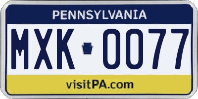 PA license plate MXK0077