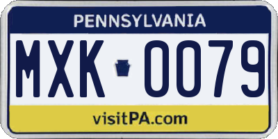 PA license plate MXK0079