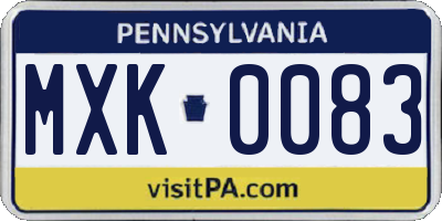PA license plate MXK0083