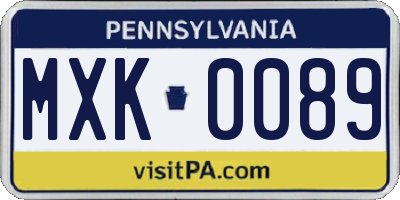 PA license plate MXK0089