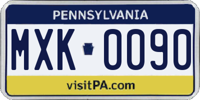 PA license plate MXK0090