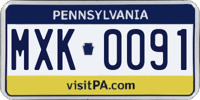 PA license plate MXK0091