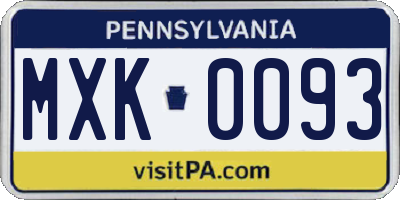 PA license plate MXK0093