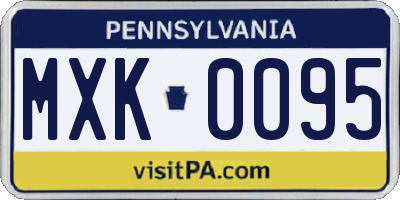 PA license plate MXK0095