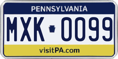 PA license plate MXK0099