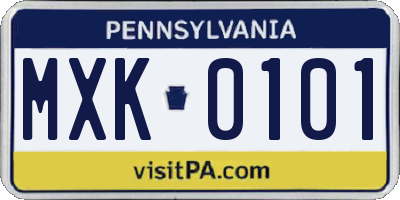 PA license plate MXK0101