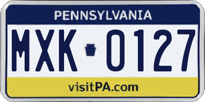 PA license plate MXK0127